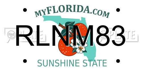 RLNM83 Florida License Plate