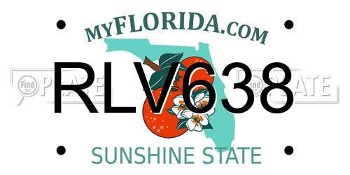 RLV638 Florida License Plate
