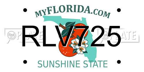 RLV725 Florida License Plate