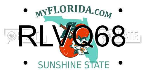 RLVQ68 Florida License Plate