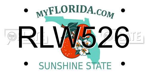 RLW526 Florida License Plate