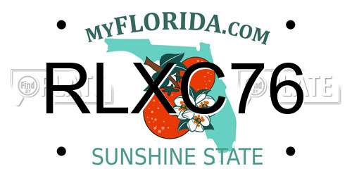 RLXC76 Florida License Plate