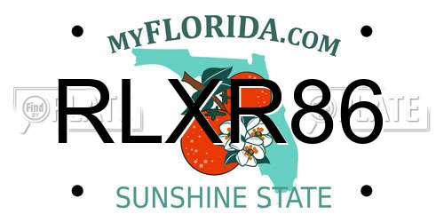 RLXR86 Florida License Plate