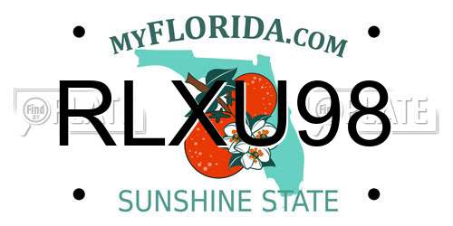 RLXU98 Florida License Plate