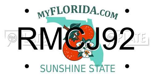 RMCJ92 Florida License Plate