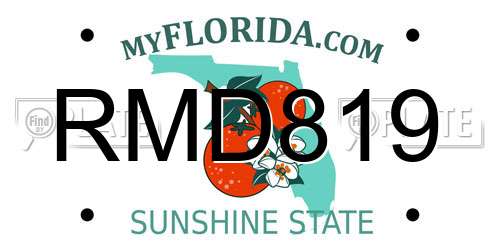 RMD819 Florida License Plate