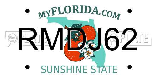 RMDJ62 Florida License Plate