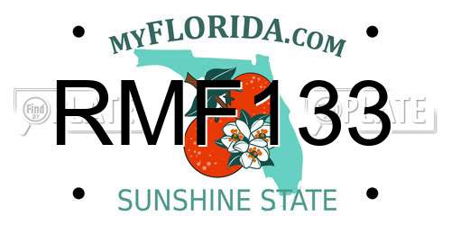 RMF133 Florida License Plate