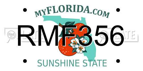 RMF356 Florida License Plate