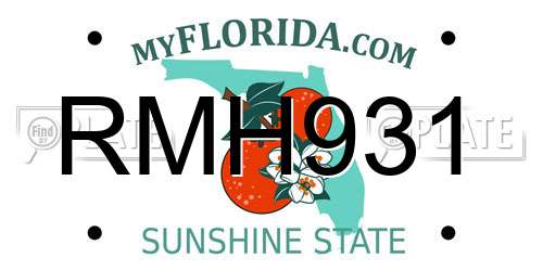RMH931 Florida License Plate