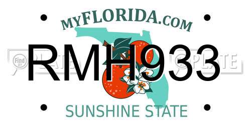 RMH933 Florida License Plate