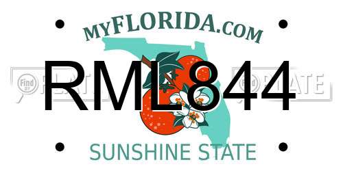 RML844 Florida License Plate