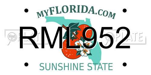 RML952 Florida License Plate
