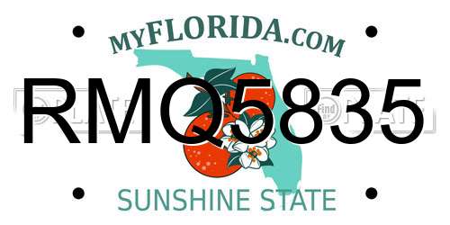 RMQ5835 Florida License Plate