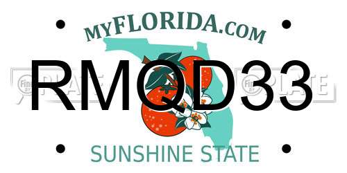 RMQD33 Florida License Plate