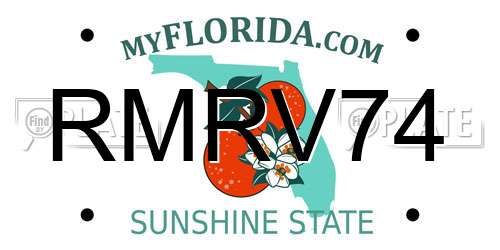 RMRV74 Florida License Plate