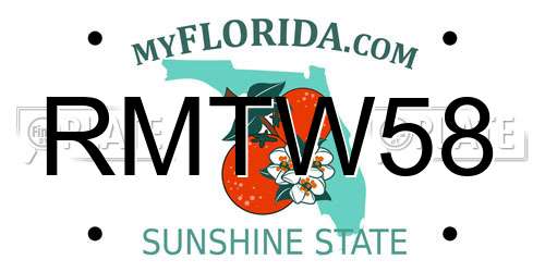 RMTW58 Florida License Plate