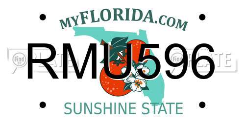RMU596 Florida License Plate