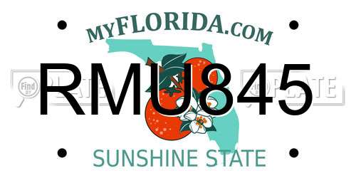 RMU845 Florida License Plate