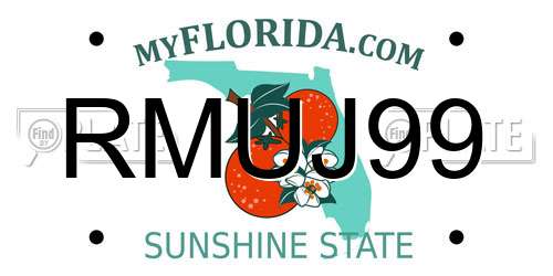 RMUJ99 Florida License Plate