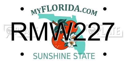 RMW227 Florida License Plate