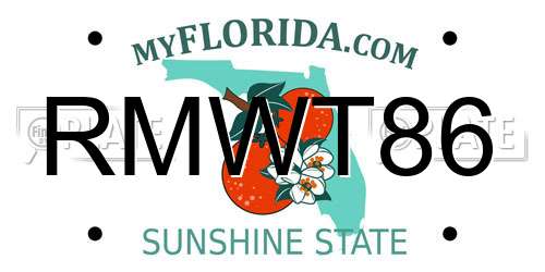 RMWT86 Florida License Plate