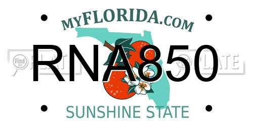 RNA850 Florida License Plate