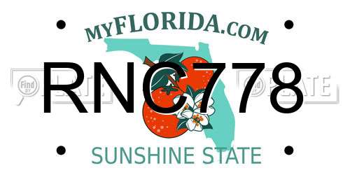 RNC778 Florida License Plate