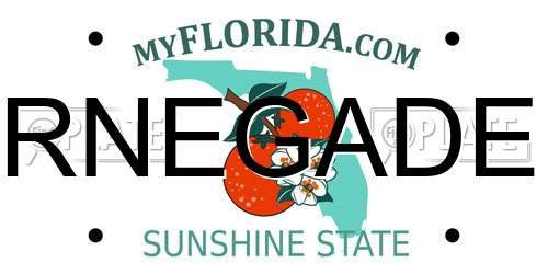 RNEGADE Florida License Plate