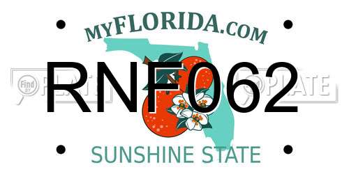 RNF062 Florida License Plate