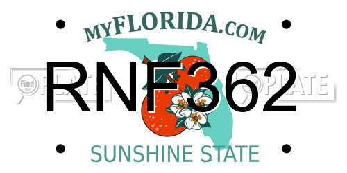 RNF362 Florida License Plate
