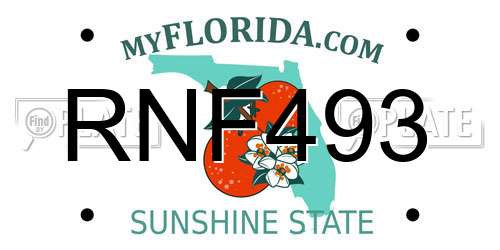 RNF493 Florida License Plate