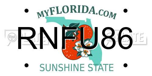 RNFU86 Florida License Plate