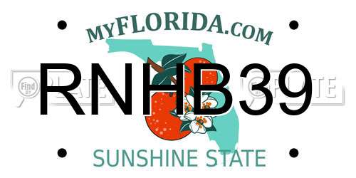 RNHB39 Florida License Plate