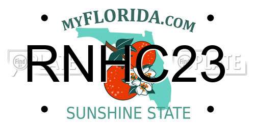 RNHC23 Florida License Plate