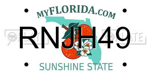RNJH49 Florida License Plate