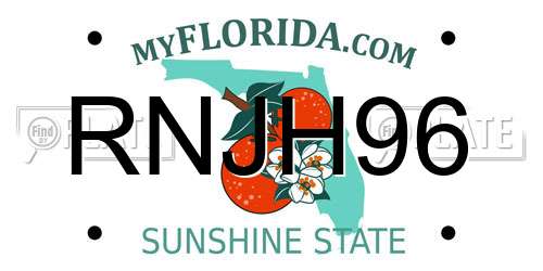 RNJH96 Florida License Plate