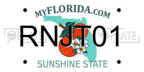 RNJT01 Florida License Plate