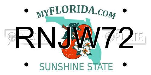 RNJW72 Florida License Plate