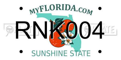 RNK004 Florida License Plate