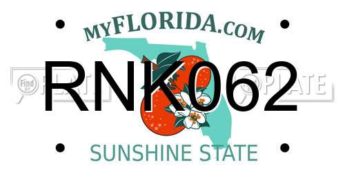 RNK062 Florida License Plate