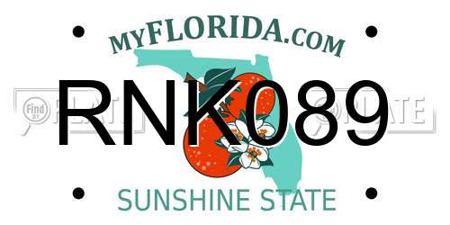 RNK089 Florida License Plate