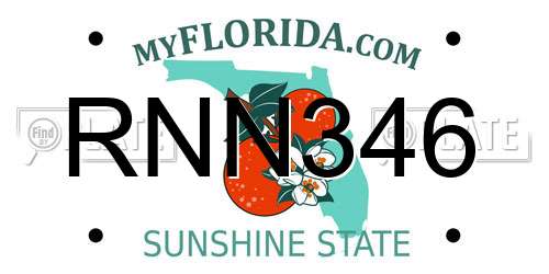 RNN346 Florida License Plate