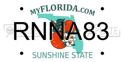 RNNA83 Florida License Plate