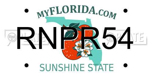 RNPR54 Florida License Plate