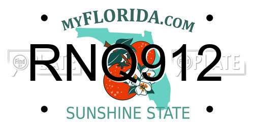 RNQ912 Florida License Plate