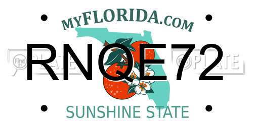 RNQE72 Florida License Plate