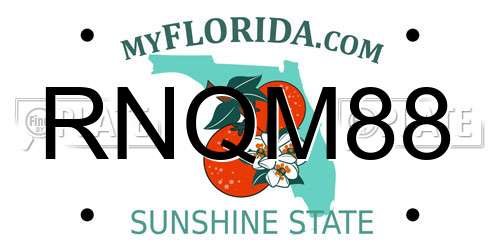 RNQM88 Florida License Plate