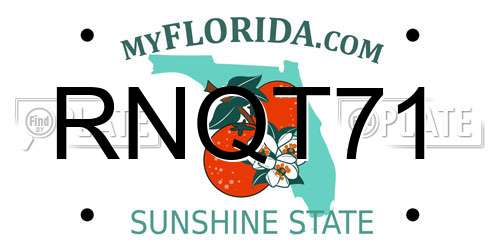 RNQT71 Florida License Plate