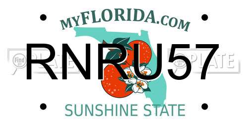 RNRU57 Florida License Plate